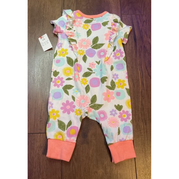 cat & jack short sleeve one piece floral baby girls nwt 0-3 months romper - Picture 4 of 5